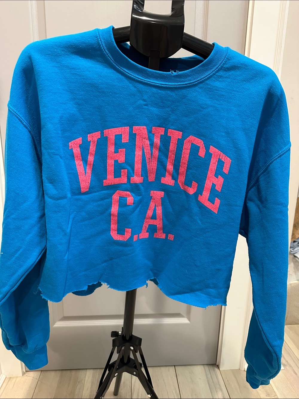 Bright Blue 'Venice C.A.' Cropped Crewneck Sweatshirt
